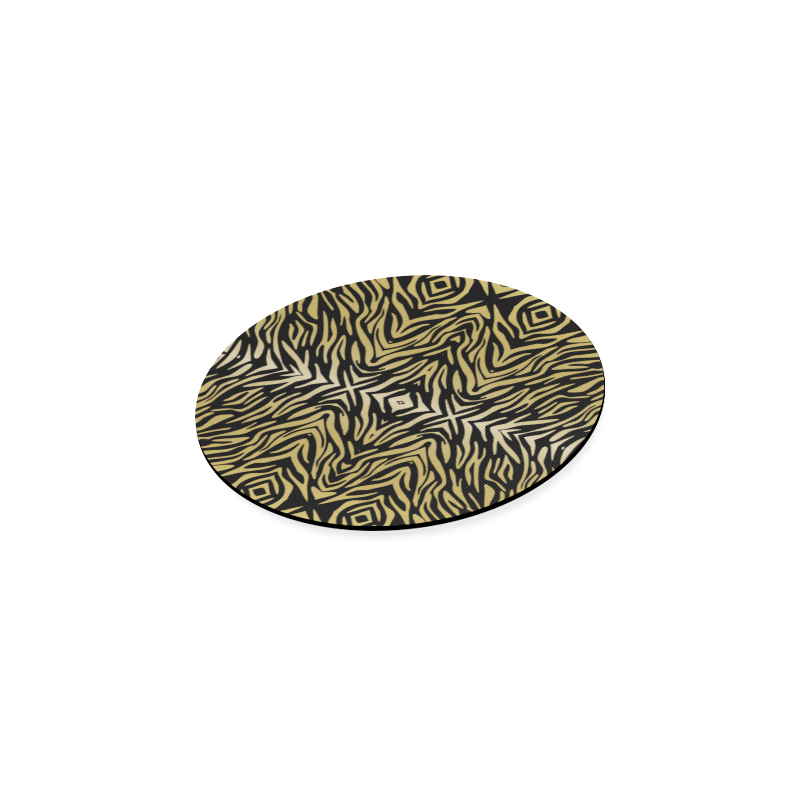 Gold Black Zebra Print Pattern Round Coaster