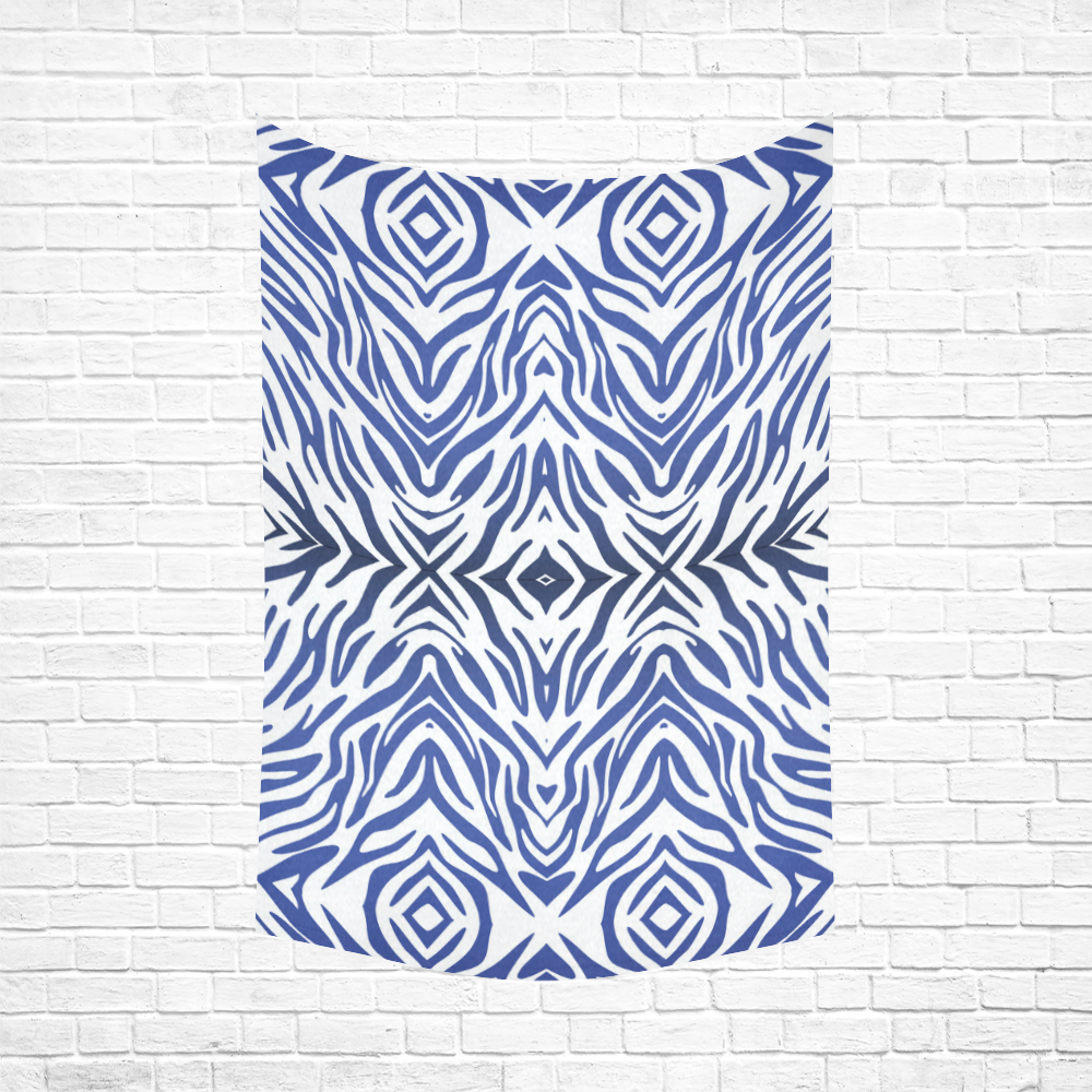 Blue Zebra Print Pattern Cotton Linen Wall Tapestry 60"x 90"