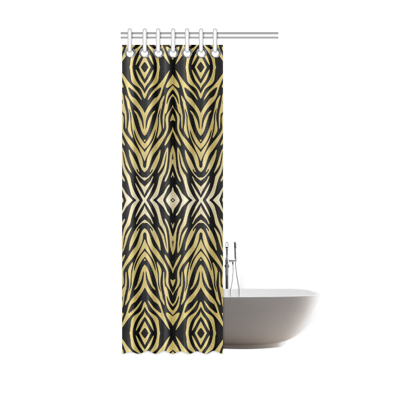 Gold and Black Zebra Print Pattern Shower Curtain 36"x72"