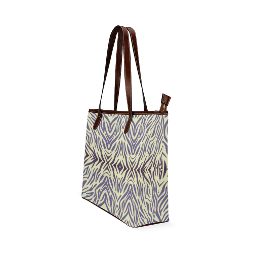 Blue Afternoon Zebra Print Pattern Shoulder Tote Bag (Model 1646)