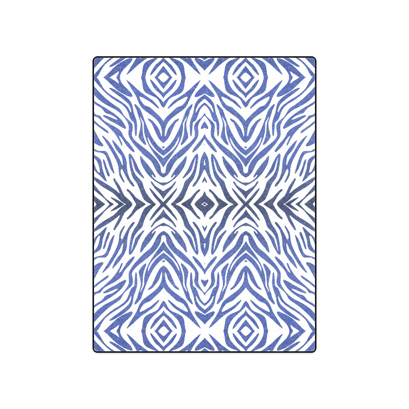 Blue Zebra Print Pattern Blanket 50"x60"