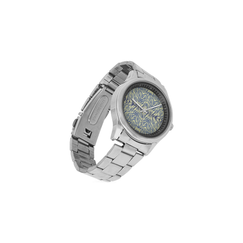 Lomo Blue Zebra Print Pattern Men's Stainless Steel Watch(Model 104)