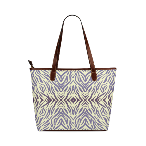 Blue Afternoon Zebra Print Pattern Shoulder Tote Bag (Model 1646)