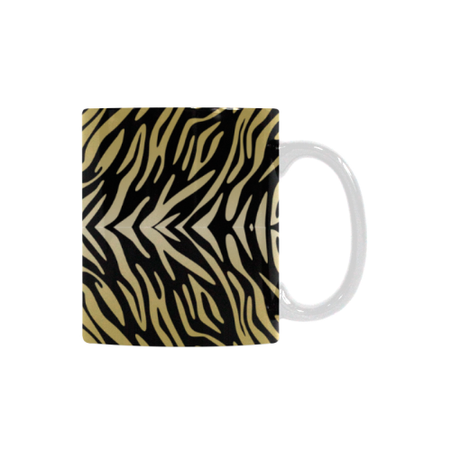 Gold and Black Zebra Print Pattern White Mug(11OZ)
