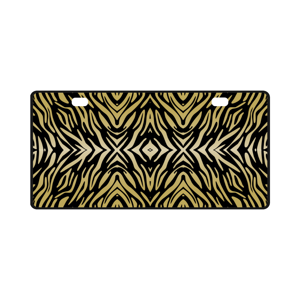Gold and Black Zebra Print Pattern License Plate