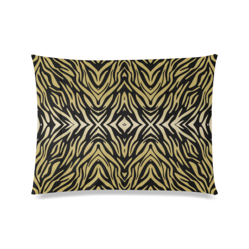 Gold and Black Zebra Print Pattern Custom Zippered Pillow Case 20"x26"(Twin Sides)