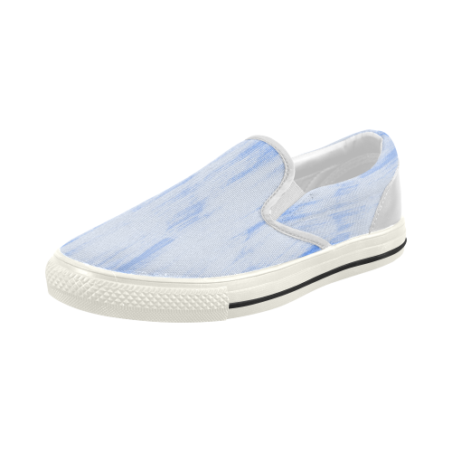 Fresh Blue Painting Women's Slip-on Canvas Shoes (Model 019)
