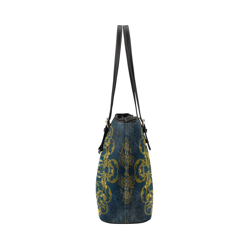 Magic mandala 5 Leather Tote Bag/Large (Model 1651)