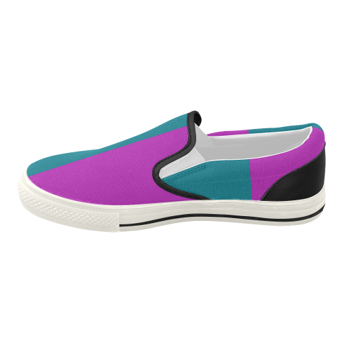 Only two Colors: Petrol Blue - Magenta Pink Women's Slip-on Canvas Shoes (Model 019)