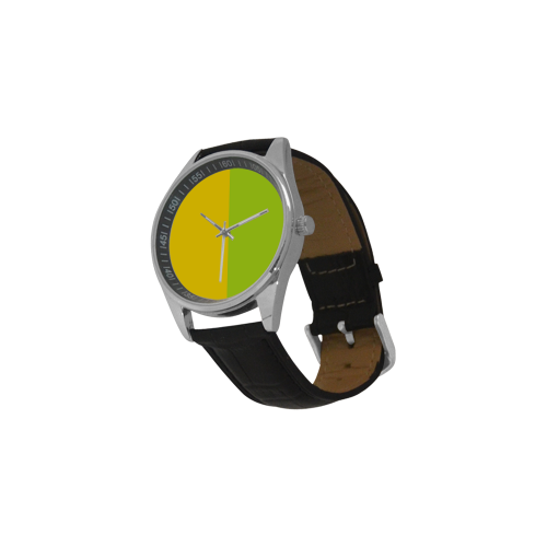 Only two Colors: Sun Yellow - Spring Green Men's Casual Leather Strap Watch(Model 211)