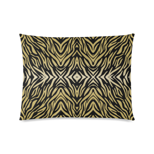Gold and Black Zebra Print Pattern Custom Zippered Pillow Case 20"x26"(Twin Sides)