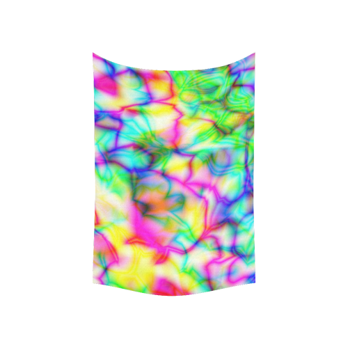 Tropical tribal tie dye yellow blue green ZT09 Cotton Linen Wall Tapestry 60"x 40"