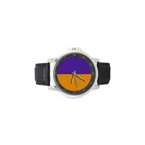 Only Two Colors: Orange - Violet Lilac Unisex Stainless Steel Leather Strap Watch(Model 202)