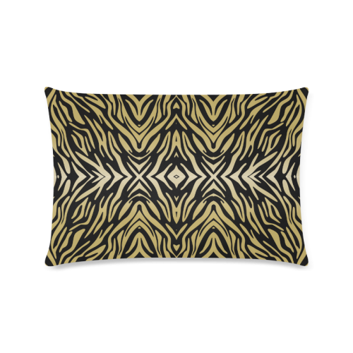 Gold and Black Zebra Print Pattern Custom Rectangle Pillow Case 16"x24" (one side)