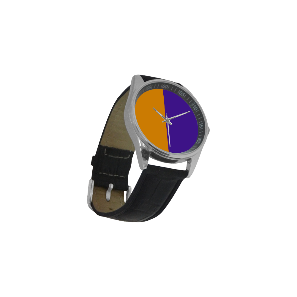 Only Two Colors: Orange - Violet Lilac Men's Casual Leather Strap Watch(Model 211)