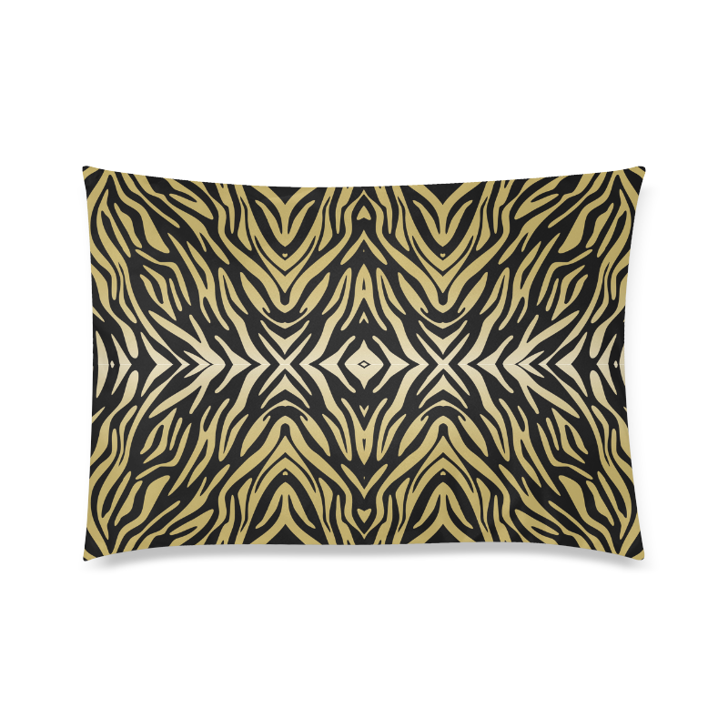 Gold and Black Zebra Print Pattern Custom Zippered Pillow Case 20"x30"(Twin Sides)