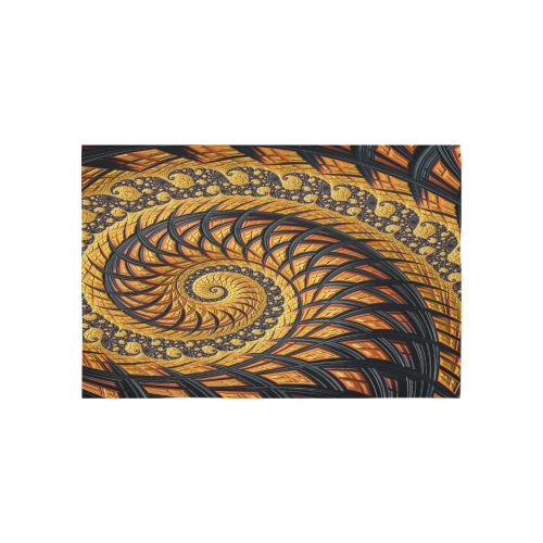 Spiral Yellow and Black Staircase Fractal Cotton Linen Wall Tapestry 60"x 40"