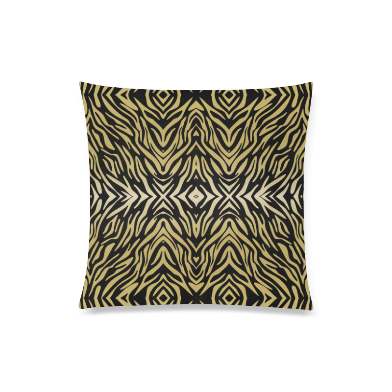 Gold and Black Zebra Print Pattern Custom Zippered Pillow Case 20"x20"(Twin Sides)