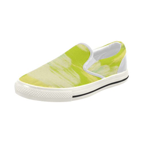 Spring Feeling Green Painting Design Women's Slip-on Canvas Shoes (Model 019)