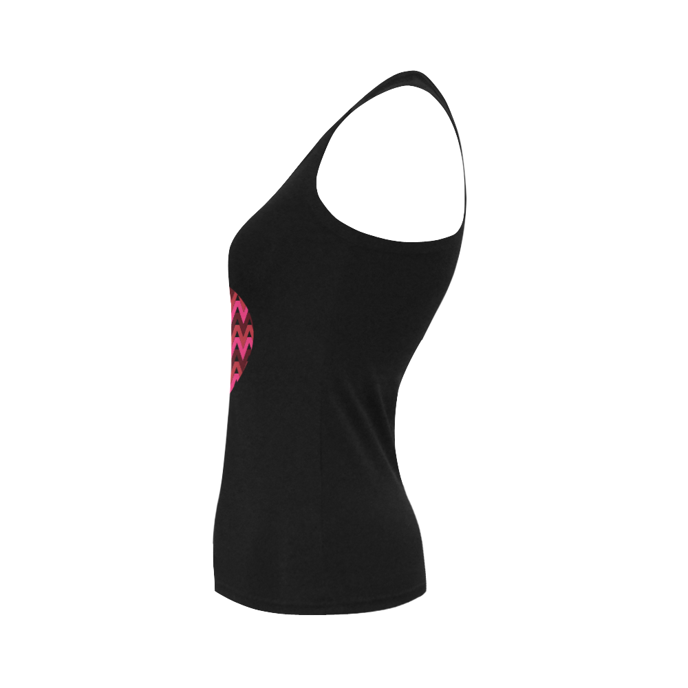 Crimson Chevrons Heart Women's Shoulder-Free Tank Top (Model T35)