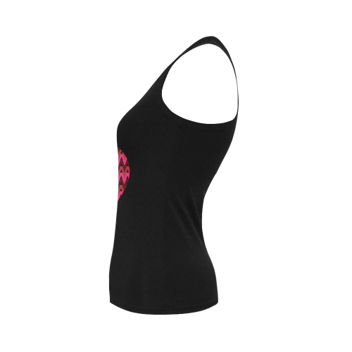 Crimson Chevrons Heart Women's Shoulder-Free Tank Top (Model T35)