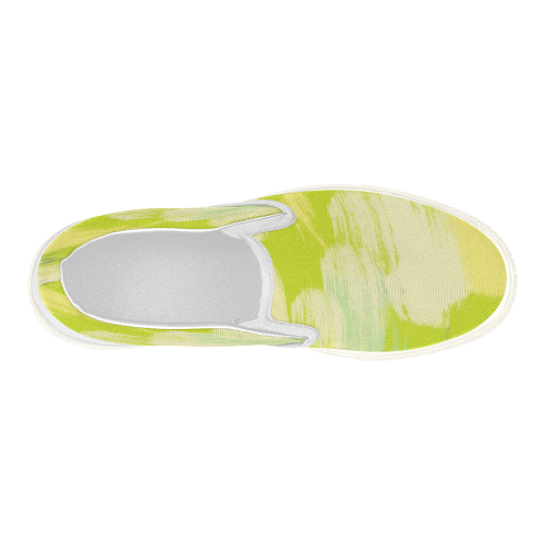 Spring Feeling Green Painting Design Women's Slip-on Canvas Shoes (Model 019)