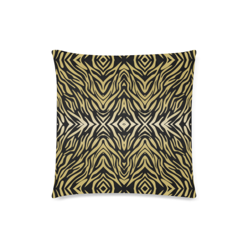 Gold and Black Zebra Print Pattern Custom Zippered Pillow Case 18"x18" (one side)