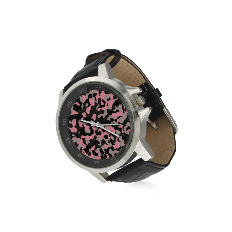 Kitty Camo Unisex Stainless Steel Leather Strap Watch(Model 202)