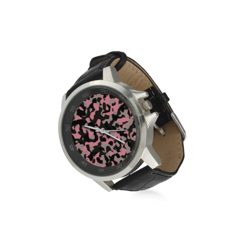 Kitty Camo Unisex Stainless Steel Leather Strap Watch(Model 202)