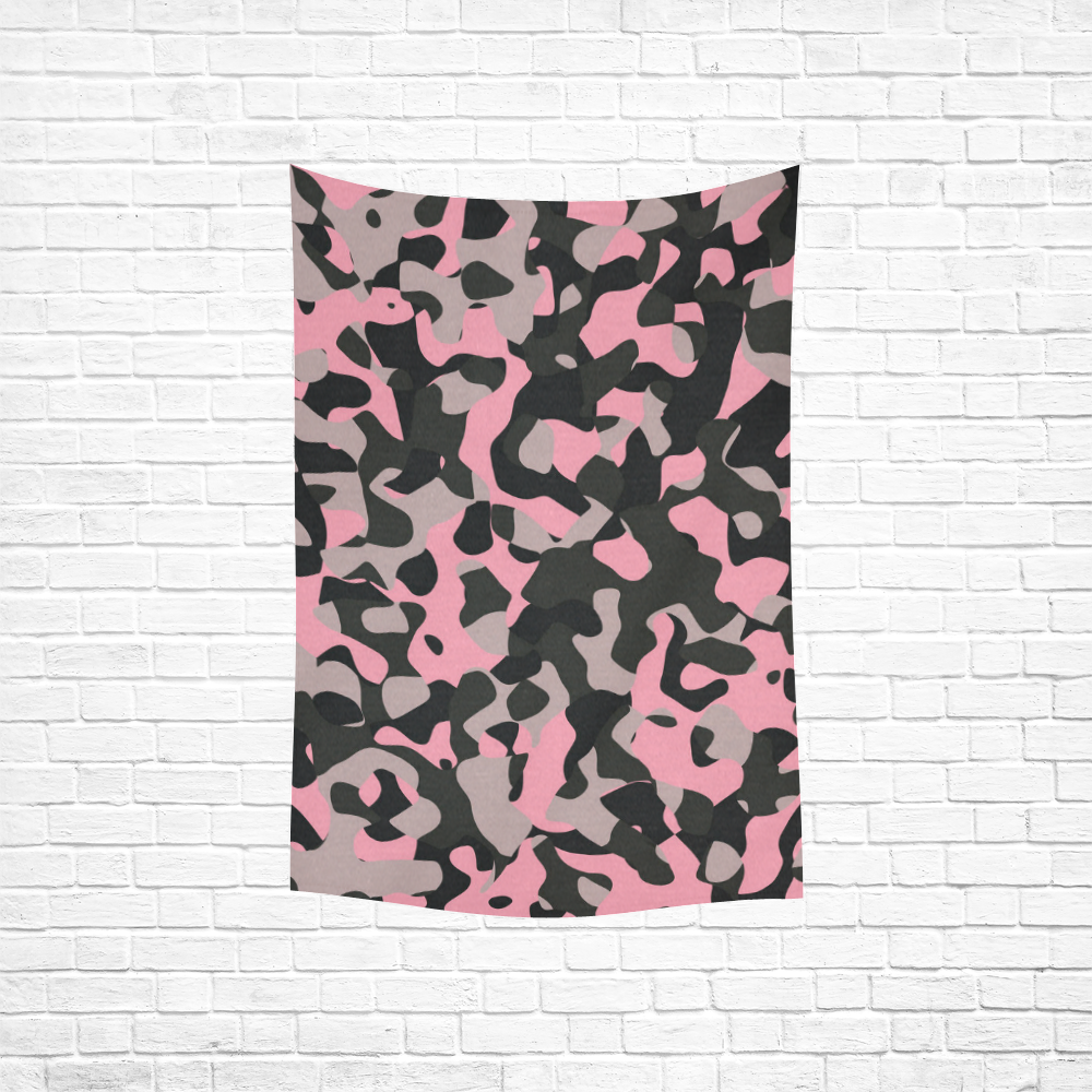 Kitty Camo Cotton Linen Wall Tapestry 40"x 60"