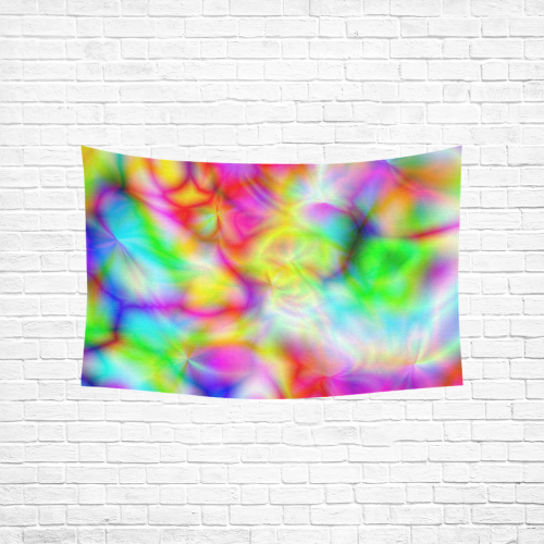 psychedelic tropical blue yellow pink pattern ZT06 Cotton Linen Wall Tapestry 60"x 40"