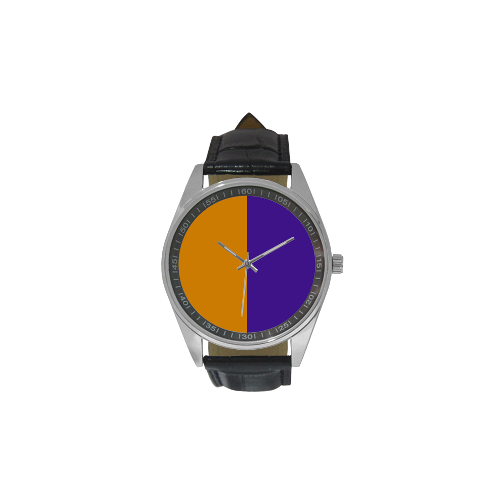 Only Two Colors: Orange - Violet Lilac Men's Casual Leather Strap Watch(Model 211)