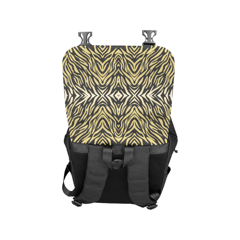 Gold and Black Zebra Print Pattern Casual Shoulders Backpack (Model 1623)
