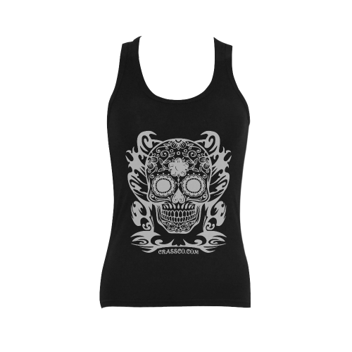 SKULL LOW PRICE Women's Shoulder-Free Tank Top (Model T35)