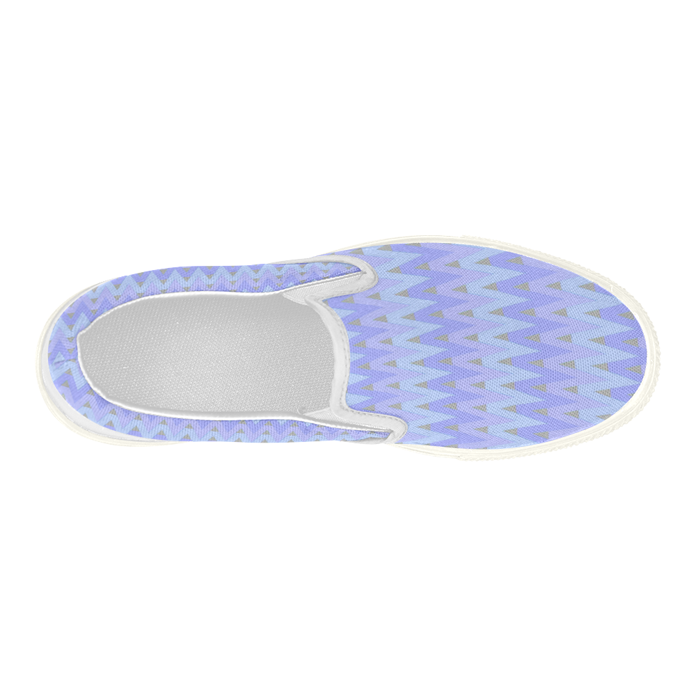 Cool Blues and Chevrons Women's Slip-on Canvas Shoes (Model 019)