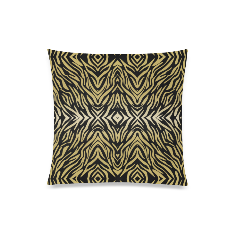 Gold and Black Zebra Print Pattern Custom Zippered Pillow Case 20"x20"(One Side)