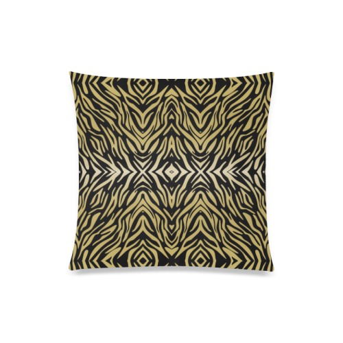 Gold and Black Zebra Print Pattern Custom Zippered Pillow Case 20"x20"(One Side)