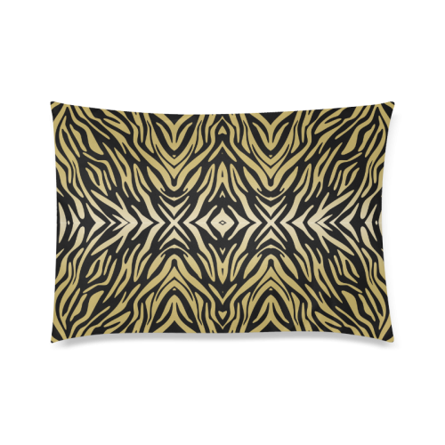 Gold and Black Zebra Print Pattern Custom Zippered Pillow Case 20"x30" (one side)