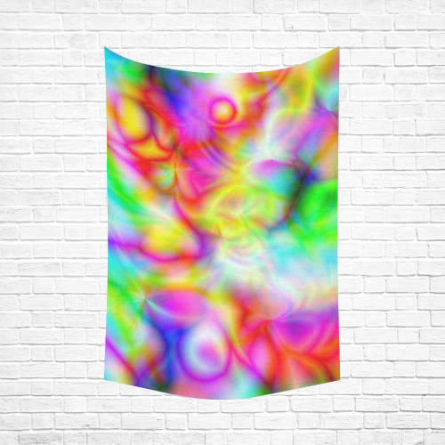 psychedelic tropical blue yellow pink pattern ZT06 Cotton Linen Wall Tapestry 60"x 90"
