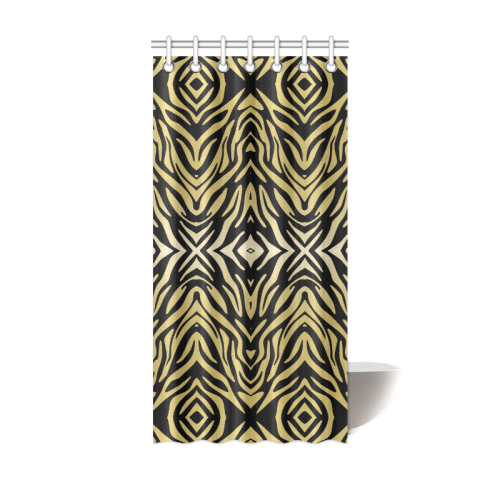 Gold and Black Zebra Print Pattern Shower Curtain 36"x72"