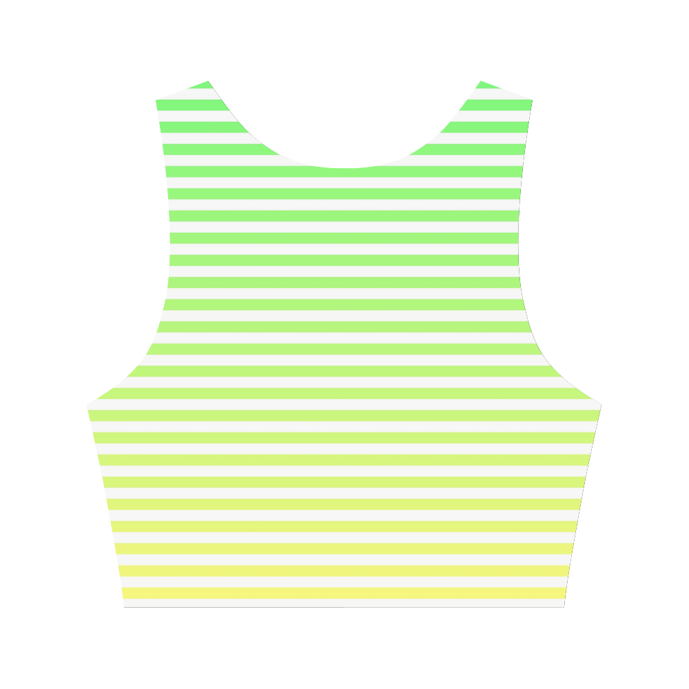 Green/Yellow Ombre Stripe Women's Crop Top (Model T42)