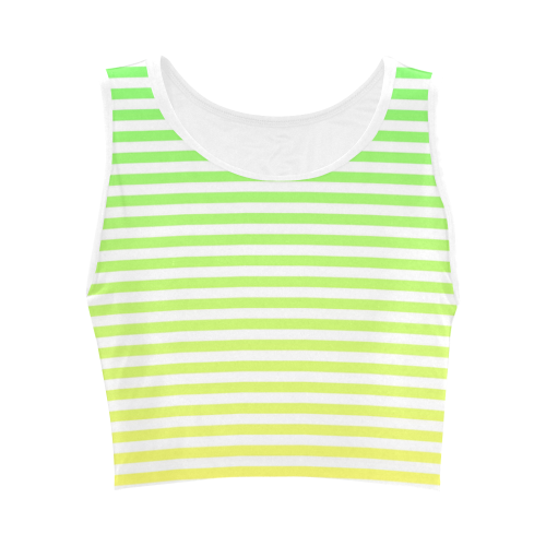Green/Yellow Ombre Stripe Women's Crop Top (Model T42)
