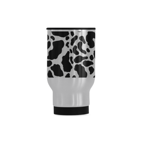Black and White Cow Print Pattern Travel Mug (Silver) (14 Oz)