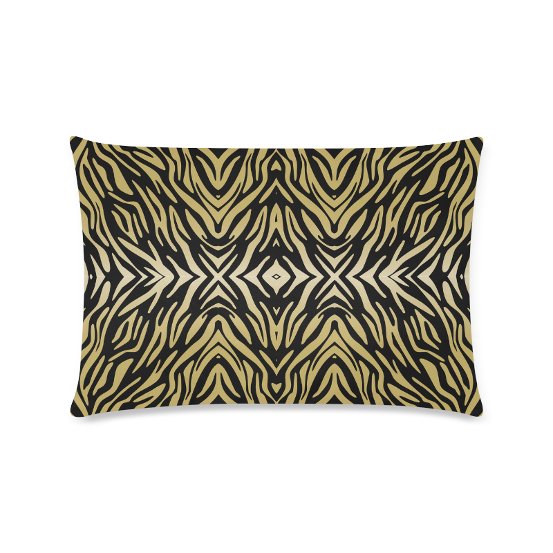 Gold and Black Zebra Print Pattern Custom Zippered Pillow Case 16"x24"(Twin Sides)