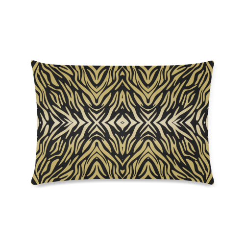 Gold and Black Zebra Print Pattern Custom Zippered Pillow Case 16"x24"(Twin Sides)