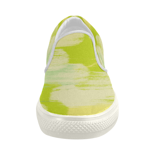 Spring Feeling Green Painting Design Women's Slip-on Canvas Shoes (Model 019)