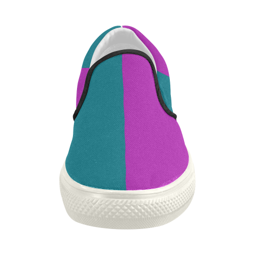 Only two Colors: Petrol Blue - Magenta Pink Women's Slip-on Canvas Shoes (Model 019)