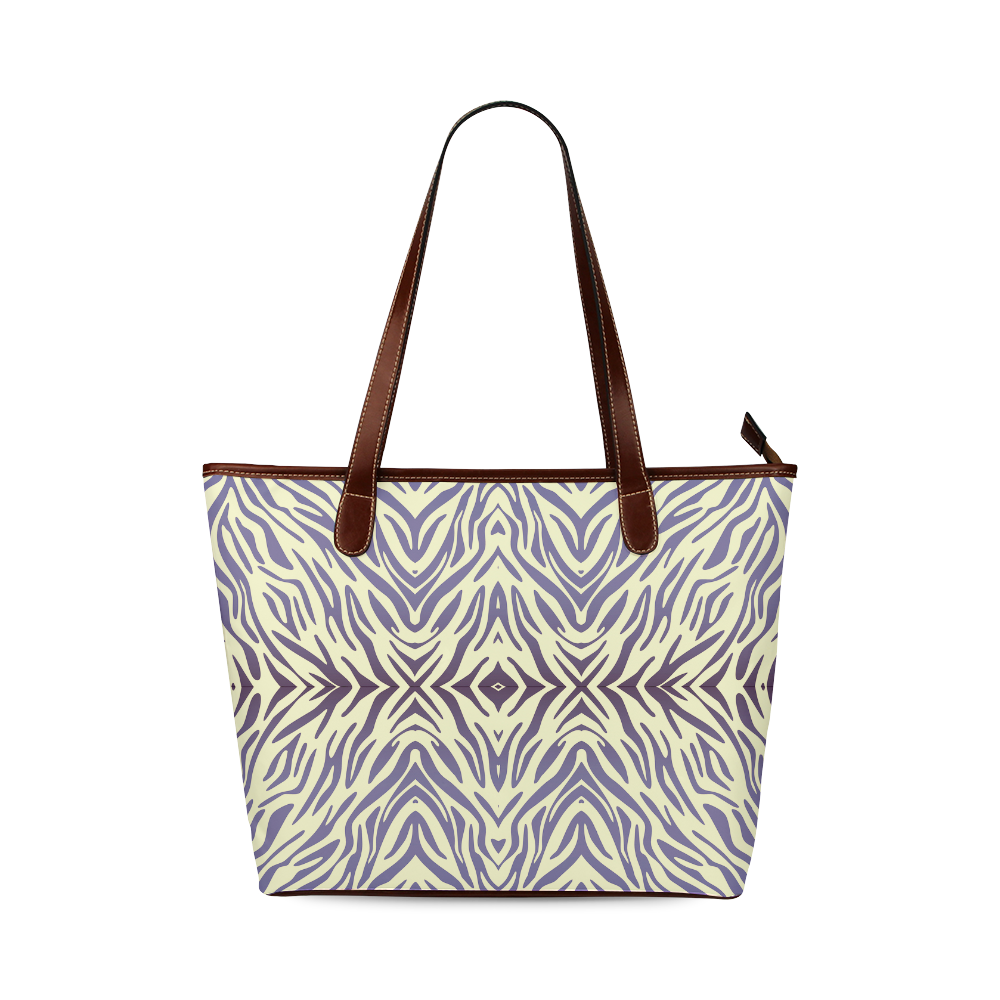 Blue Afternoon Zebra Print Pattern Shoulder Tote Bag (Model 1646)