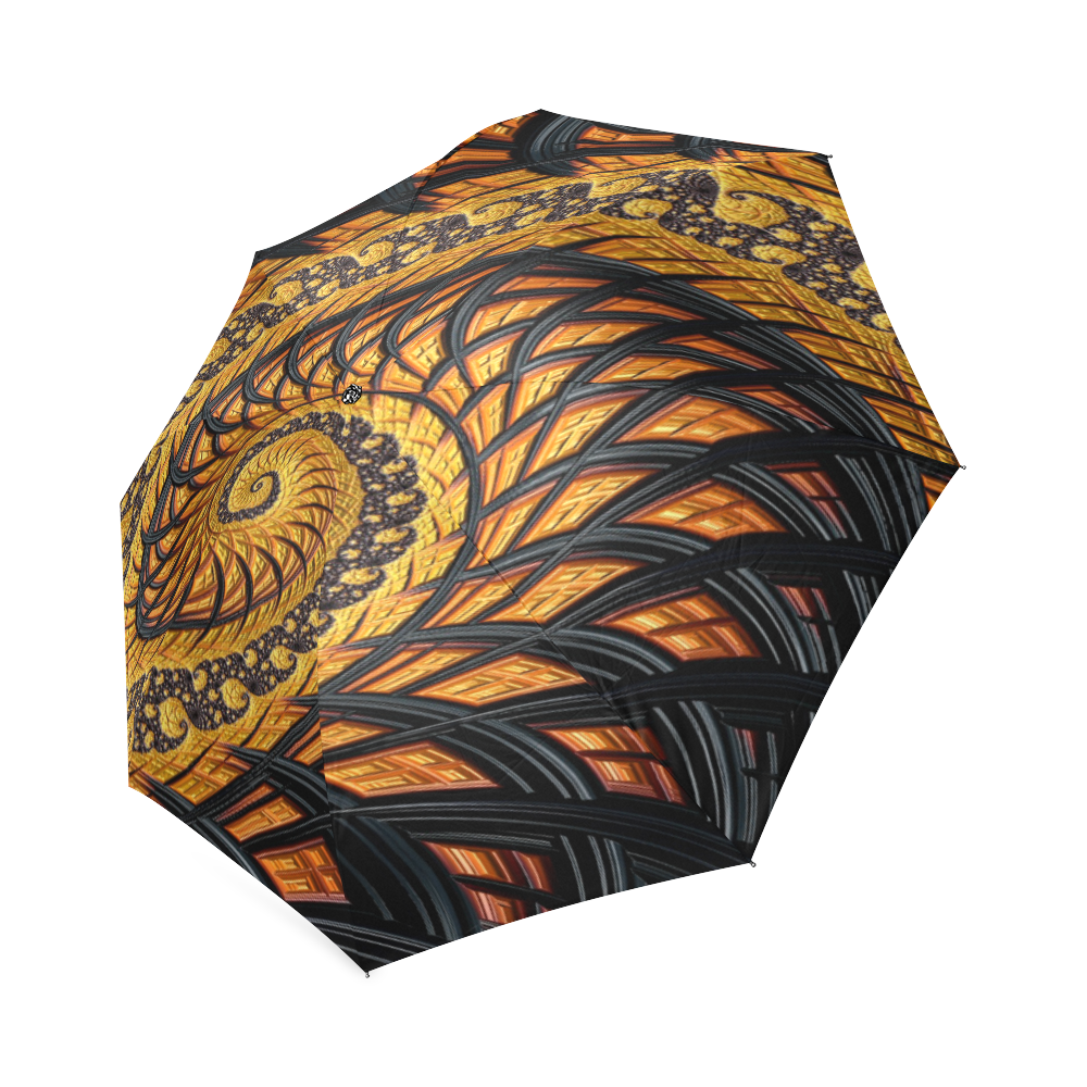 Spiral Yellow and Black Staircase Fractal Foldable Umbrella (Model U01)