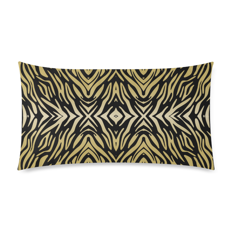 Gold and Black Zebra Print Pattern Custom Rectangle Pillow Case 20"x36" (one side)